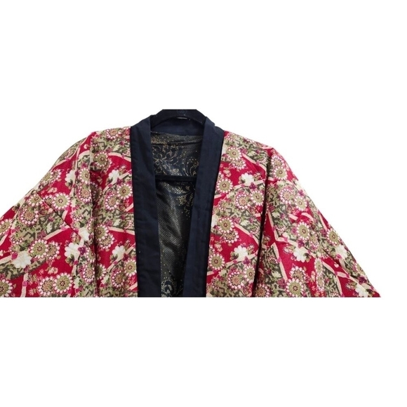 Japanese Hanten Kimono Jacket (M)Reversible Warm Room Wear Snow ring from JAPAN - Picture 4 of 14